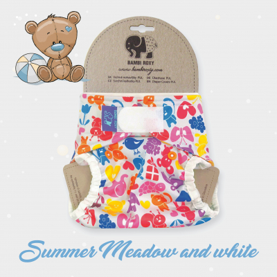 Vrchné PUL nohavičky 1-size /ZIPS/ - Summer Meadow and white 1-PUL-Z-043
