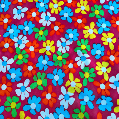 Metráž/PUL - Flowers on red (50x50cm) PULMET4