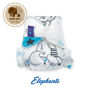 Nohavičková plienka NEW BORN /Zips/ - Elephants on White 2-NOH-063