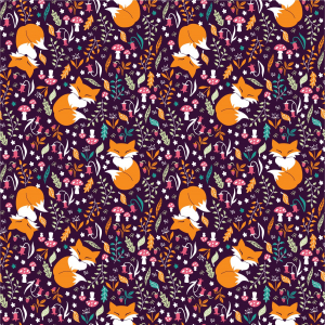 Metráž/PUL - Foxes on Bordo (50 x50cm) PULM-007